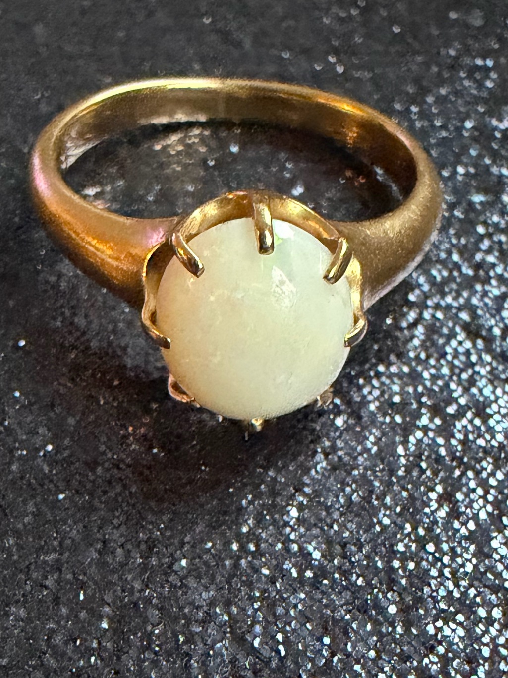 Retro Vintage 14k Yellow Gold With Opal Ring Sz 4 3/4